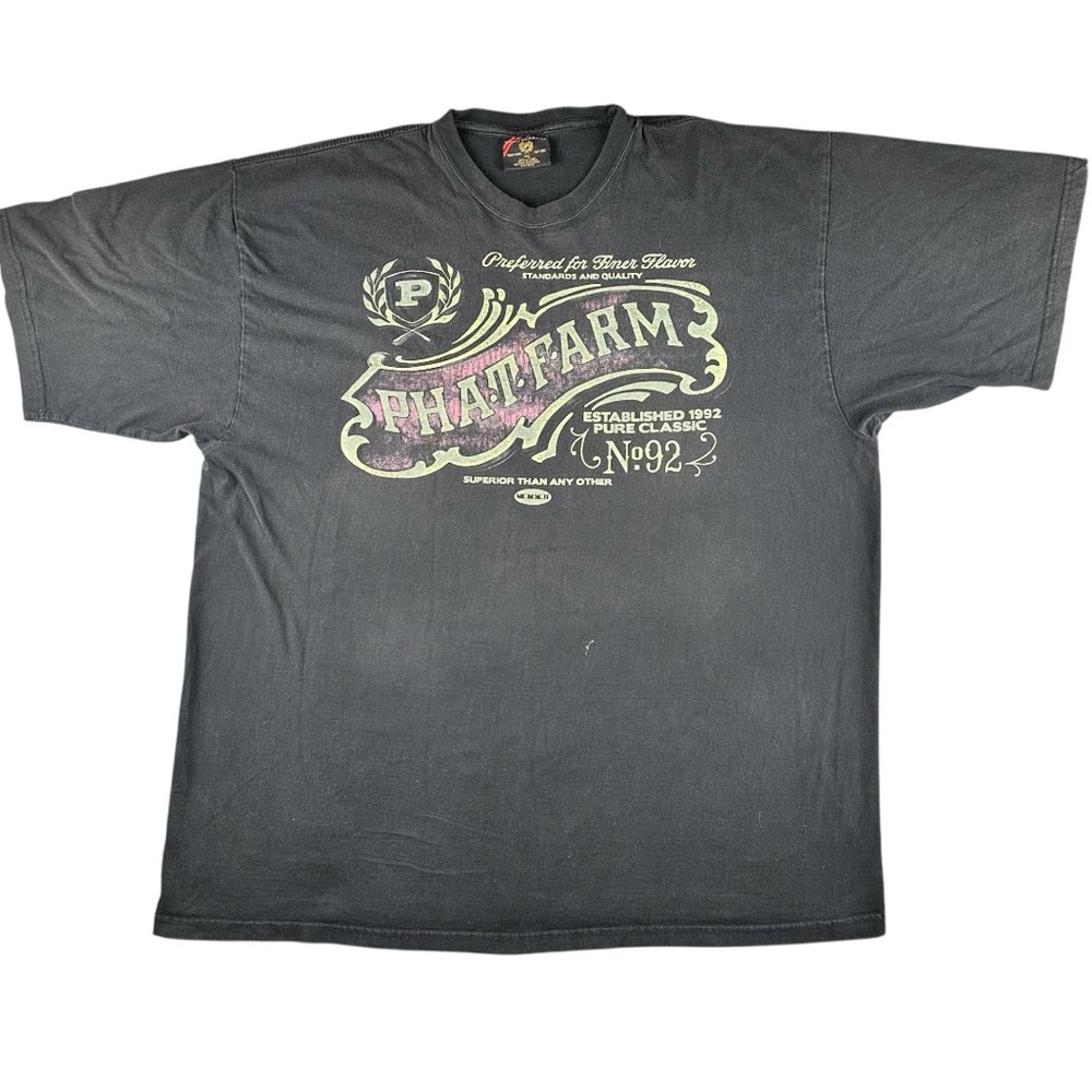 Vintage Phat Farm T-Shirt Men’s 4XL Faded Black Graphic Y2K Streetwear - Picture 5 of 14